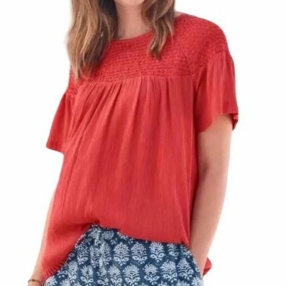 Sundance Eventide Smocked Crinkle Voile Top - Picture 1 of 6